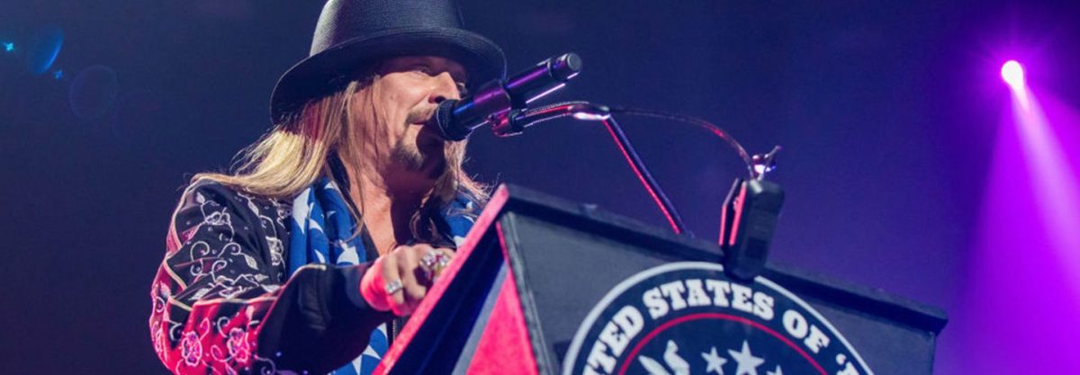 Kid Rock gets political as he performs the very first show at the new Little Caesars Arena on September 12, 2017 in Detroit, Michigan. (Photo by Scott Legato/Getty Images)