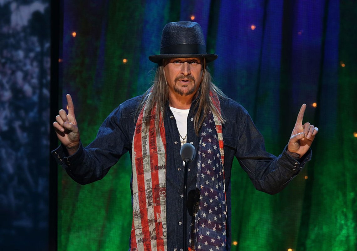 Kid Rock speaks onstage at the 31st Annual Rock And Roll Hall Of Fame Induction Ceremony at Barclays Center of Brooklyn on April 8, 2016 in New York City. (Photo by Kevin Kane/WireImage for Rock and Roll Hall of Fame)