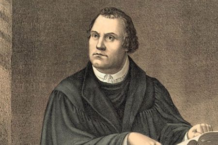 Antique print of Martin Luther in his study at Wartburg Castle in Eisenach (lithograph), 1882. (Photo by GraphicaArtis/Getty Images)