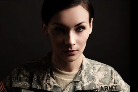 Portrait of a US military soldier in Army combat camouflage uniform. (Getty)