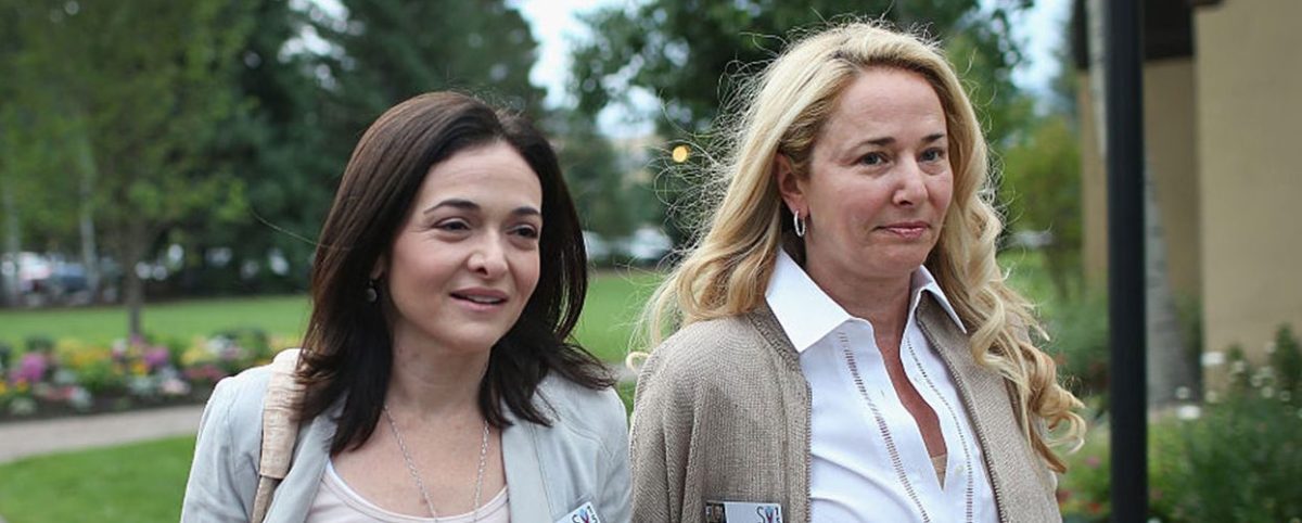 Sheryl Sandberg (L), chief operating officer of Facebook Inc. and Lorna Borenstein, founder & CEO of Grokker, attend the Allen & Company Sun Valley Conference on July 8, 2015 in Sun Valley, Idaho. Many of the world's wealthiest and most powerful business people from media, finance, and technology attend the annual week-long conference which is in its 33nd year. (Photo by Scott Olson/Getty Images)