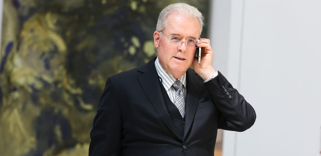 Billionaire Robert Mercer speaks on the phone during the 12th International Conference on Climate Change hosted by The Heartland Institute on March 23, 2017 in Washington, D.C. (Photo by Oliver Contreras/For The Washington Post via Getty Images)