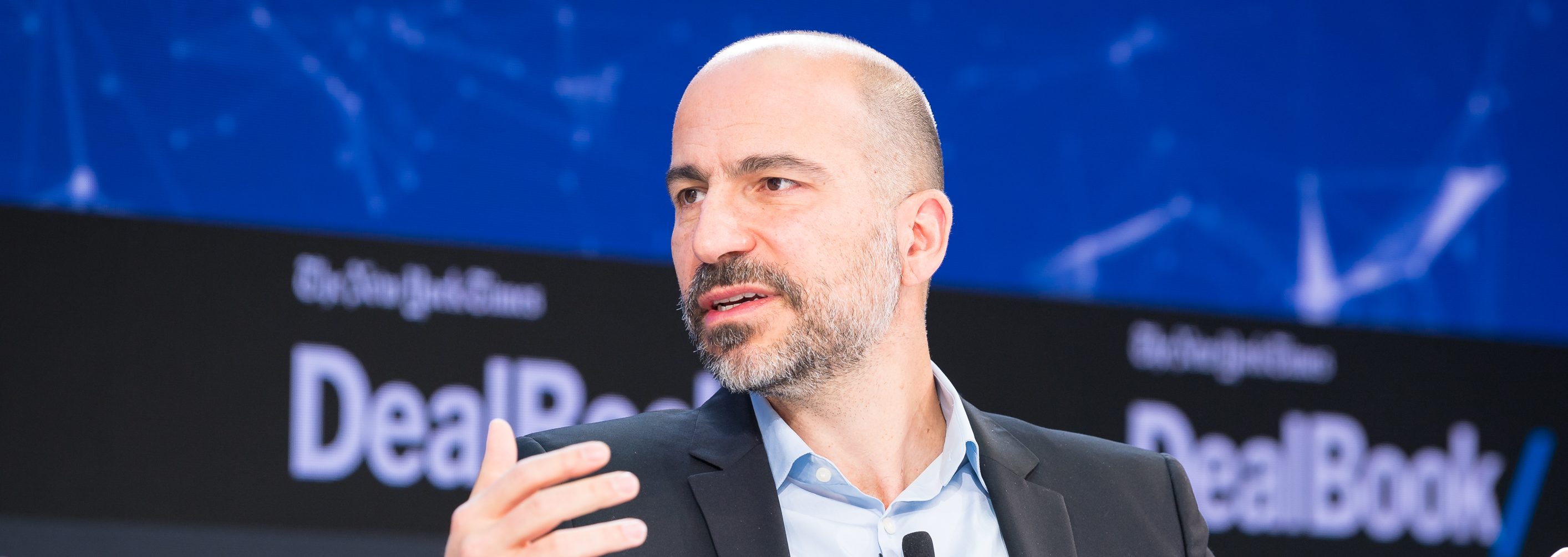 Dara Khosrowshahi speaks onstage at The New York Times 2017 DealBook Conference at Jazz at Lincoln Center on November 9, 2017 in New York City. (Photo by Michael Cohen/Getty Images for The New York Times)