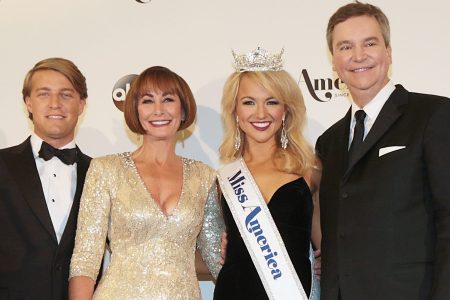 From l., Josh Randle, Lynn Weidner, Savvy Shields and Sam Haskell appear during the 2017 Miss America Competition at Boardwalk Hall Arena on September 11, 2016 in Atlantic City, New Jersey.  (Photo by Donald Kravitz/Getty Images for dcp)