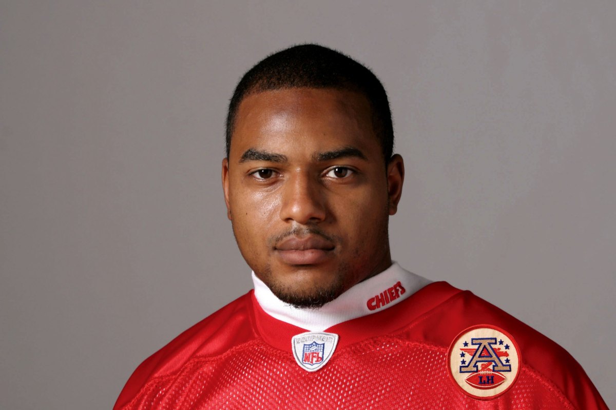 Larry Johnson poses for his 2009 NFL headshot at photo day in Kansas City, Missouri. (Photo by NFL Photos)