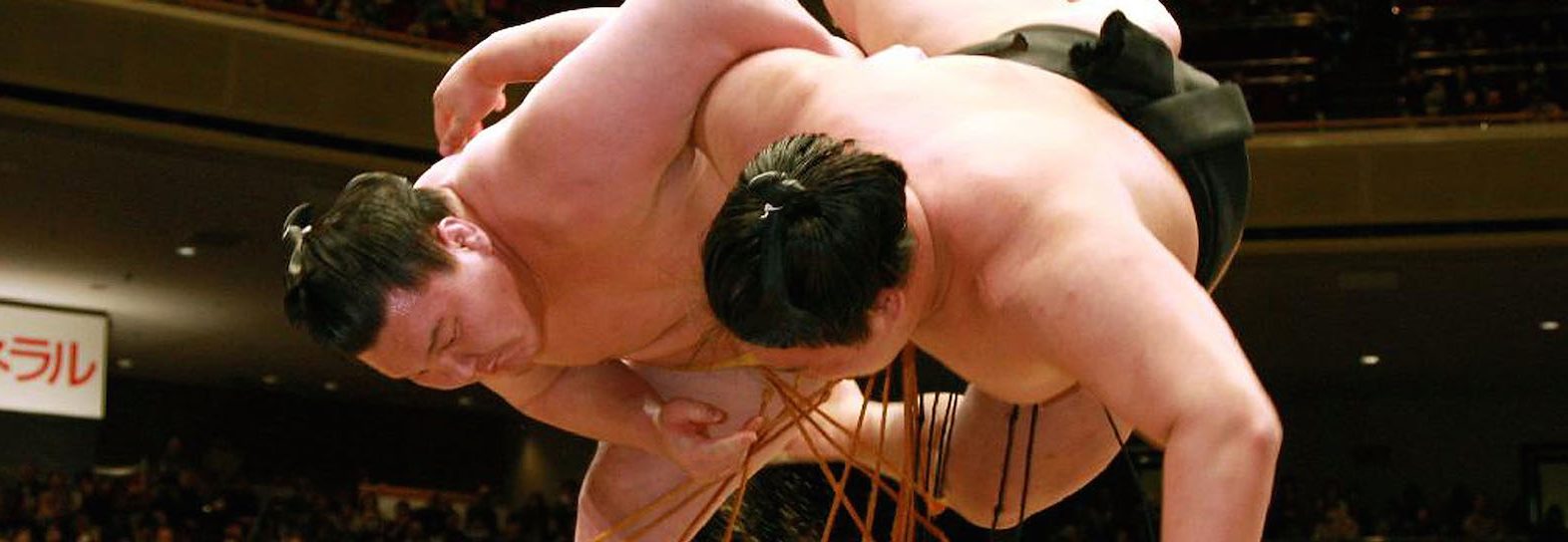 The Mongolian Hakuho (left), who has won more titles than any wrestler in sumo's history, throws his opponent on February 5, 2012 in Tokyo, Japan. (Getty)