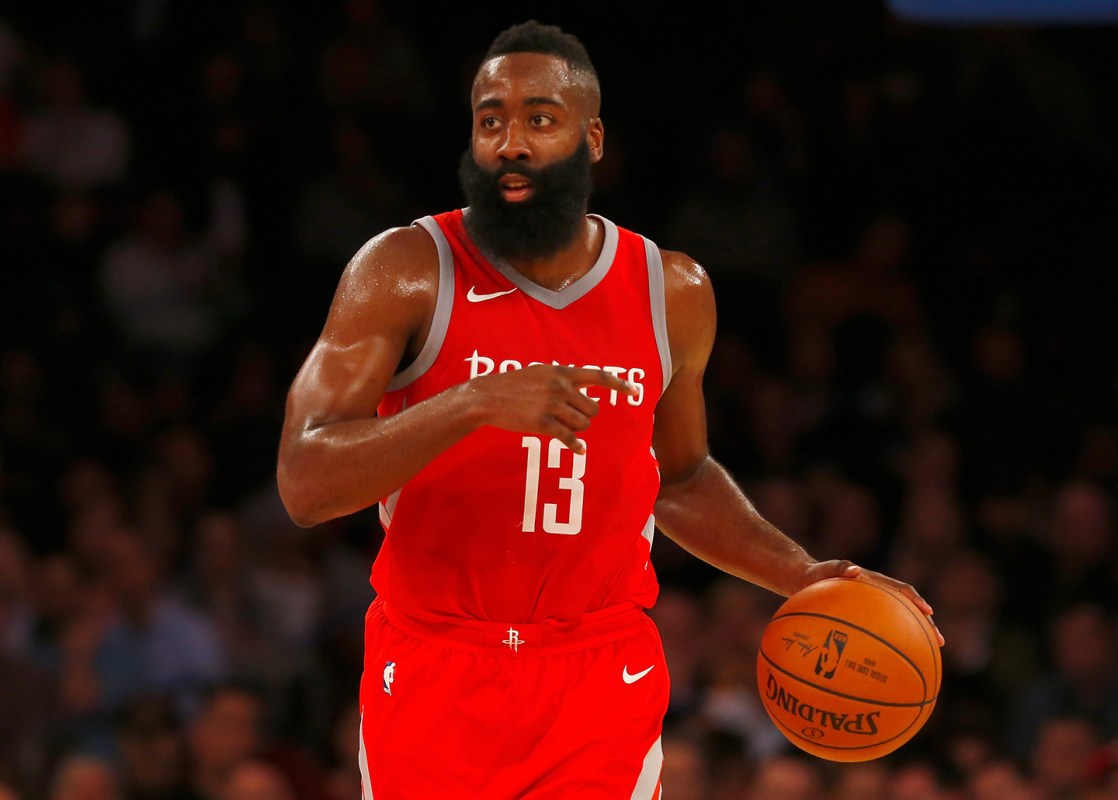 Houston Rockets guard James Harden comes in at number 9 with a salary of $26.6 million and endorsements adding up to $20 million.  (Photo by Jim McIsaac/Getty Images)