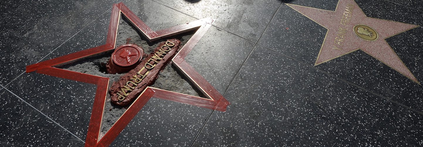 Donald Trump's 'Hollywood Walk Of Fame Star is repaired after it was vandalized. (Photo by Kevork Djansezian/Getty Images.)