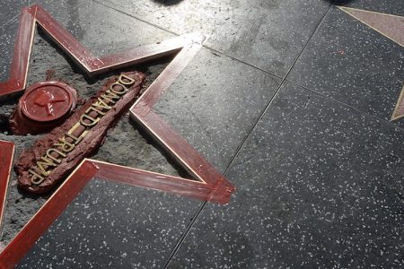 Donald Trump's 'Hollywood Walk Of Fame Star is repaired after it was vandalized. (Photo by Kevork Djansezian/Getty Images.)