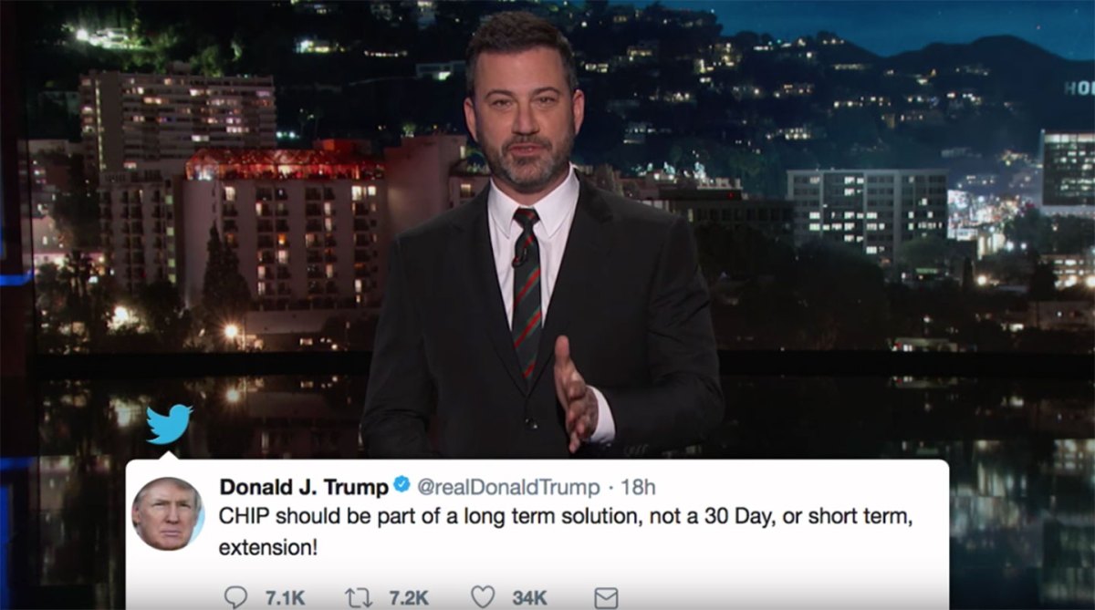 Jimmy Kimmel addressing the president's tweet. (YouTube)