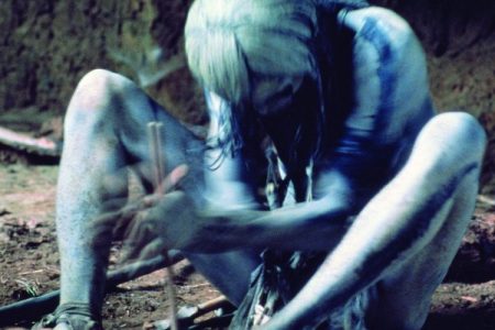 Actor Lolamal Kapisisi in the creation of fire scene, during the filming of 'Quest for Fire', 1980.  (Ernst Haas/Getty Images)