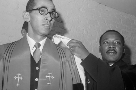 Civil rights leader Dr. Martin Luther King (right) installs the Rev. Wyatt T. Walker as pastor of the New Canaan Baptist Church.