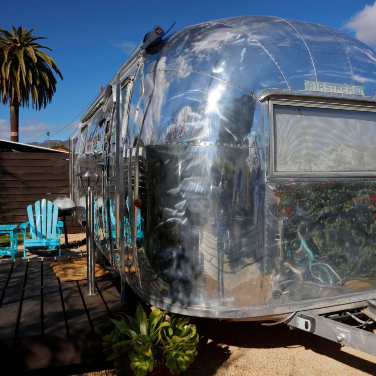 Classic Airstream trailer is seen in Santa Barbara, CA as a overnight rental. (Photo by:  Visions of America/UIG via Getty Images)