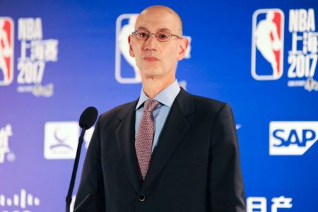 NBA Commissioner Adam Silver attends a press conference. VCG/VCG via Getty)