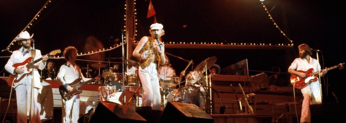 Beach Boys in concert: L-R: Al Jardine, Mike Love, Carl Wilson  (Photo by Richard E. Aaron/Redferns)