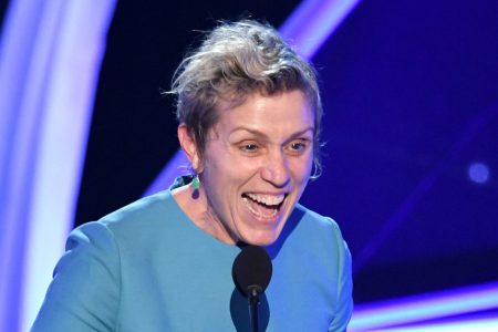 Actor Frances McDormand accepts the Outstanding Performance by a Female Actor in a Leading Role award for 'Three Billboards Outside Ebbing, Missouri' onstage during the 24th Annual Screen Actors Guild Awards at The Shrine Auditorium on January 21, 2018 in Los Angeles, California. (Kevin Winter/Getty Images)