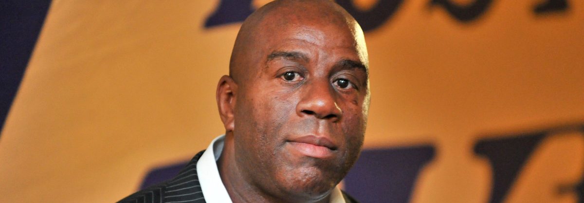 Magic Johnson attends a basketball game between the Los Angeles Lakers and the Los Angeles Clippers at Staples Center on October 19, 2017 in Los Angeles, California.  (Photo by Allen Berezovsky/Getty Images)