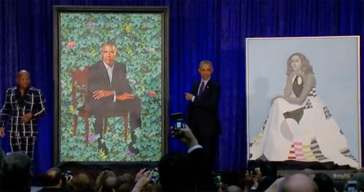 Barack and Michelle Obama's portraits unveiled at National Portrait Gallery (YouTube)