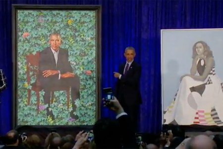 Barack and Michelle Obama's portraits unveiled at National Portrait Gallery (YouTube)