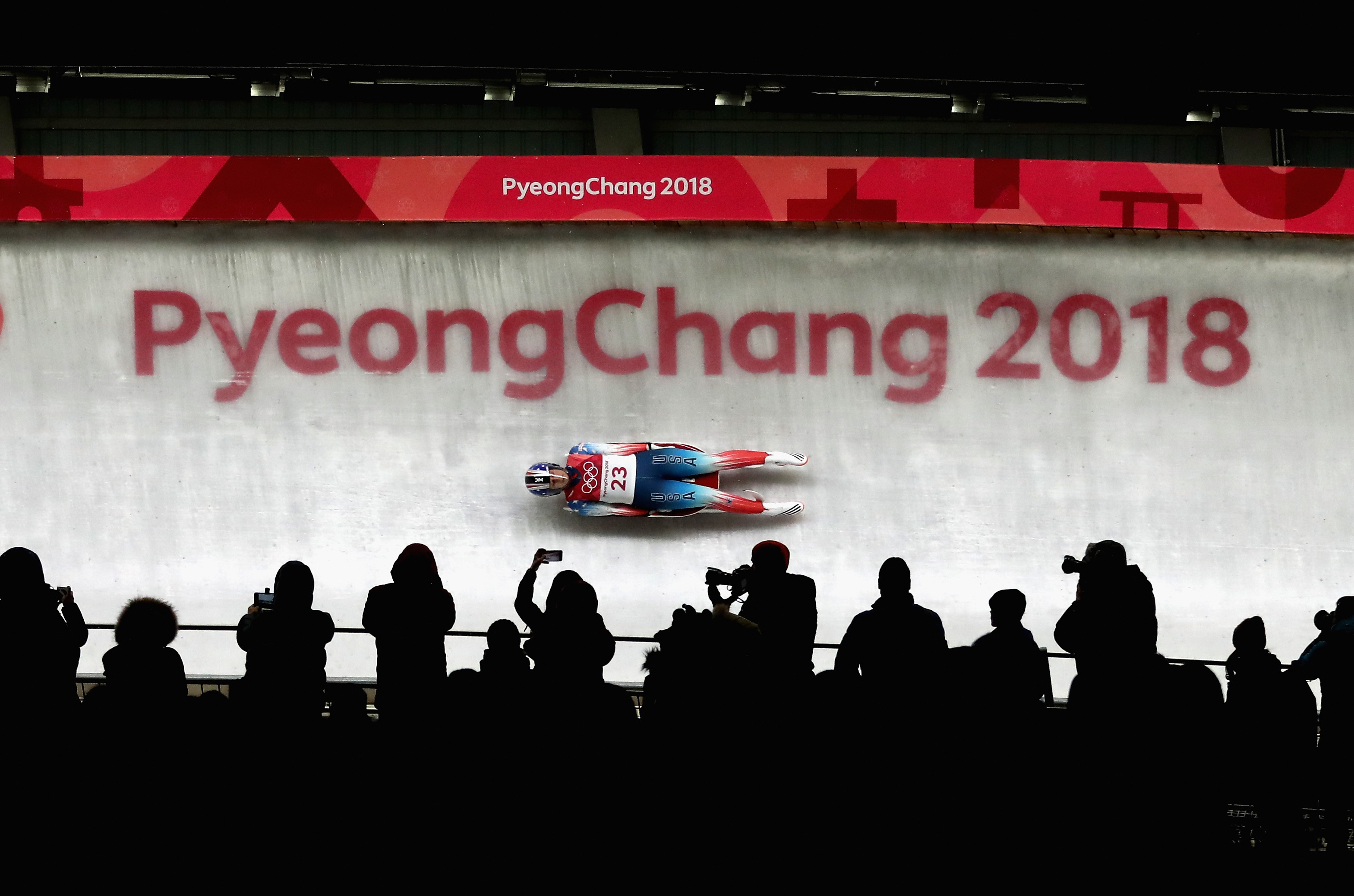 Emily Sweeney of the United States slides during the Luge Women's Singles run 3 on day four of the PyeongChang 2018 Winter Olympic Games at Olympic Sliding Centre on February 13, 2018 in Pyeongchang-gun, South Korea. (Photo by Lars Baron/Getty Images)