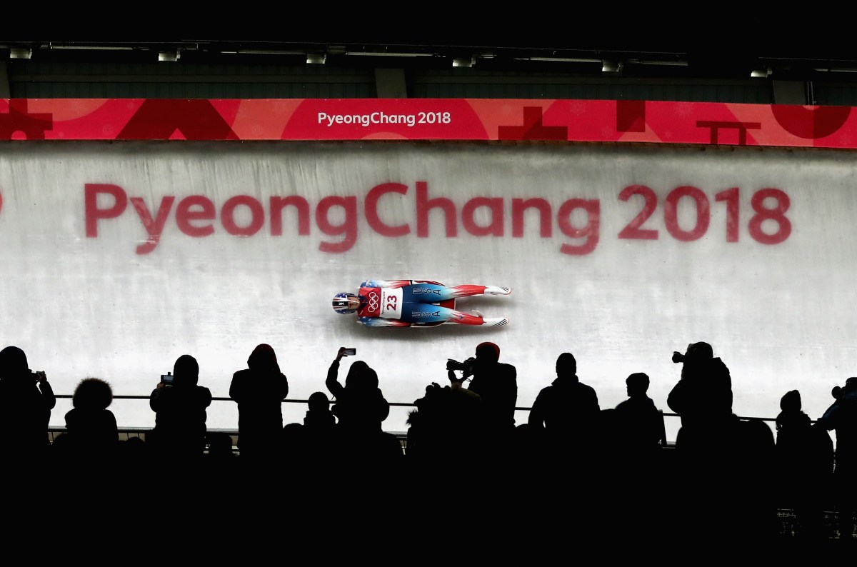 Emily Sweeney of the United States slides during the Luge Women's Singles run 3 on day four of the PyeongChang 2018 Winter Olympic Games at Olympic Sliding Centre on February 13, 2018 in Pyeongchang-gun, South Korea.  (Photo by Lars Baron/Getty Images)