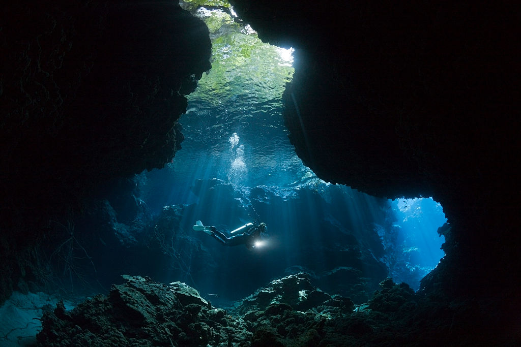 Scuba Diving in Mbuco Caves, Marovo Lagoon, Solomon Islands. (Photo by: Prisma Bildagentur/UIG via Getty Images)