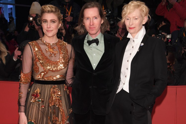Greta Gerwig, Wes Anderson and Tilda Swinton attend the Opening Ceremony & 'Isle of Dogs' premiere during the 68th Berlinale International Film Festival Berlin at Berlinale Palace on February 15, 2018 in Berlin, Germany.  (Dominique Charriau/WireImage)