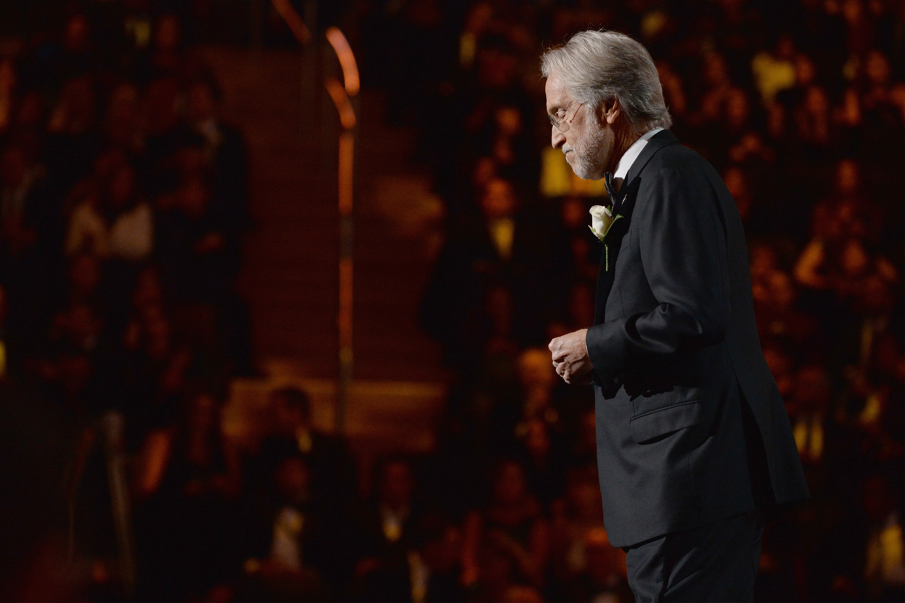 The Recording Academy and MusiCares President/CEO Neil Portnow speaks onstage during the 60th Annual GRAMMY Awards at Madison Square Garden on January 28, 2018 in New York City.  (Photo by Michael Kovac/Getty Images for NARAS)