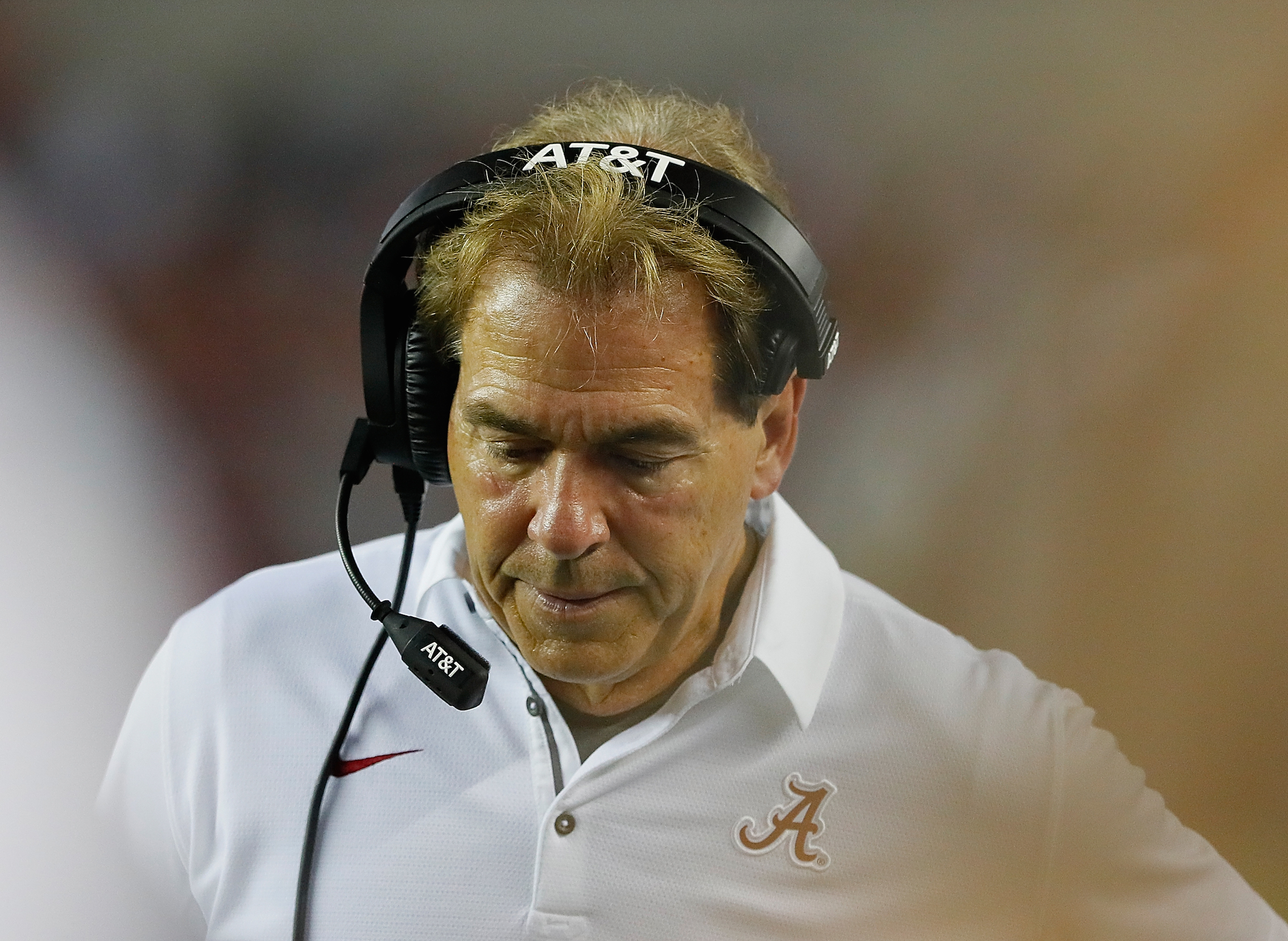 Head coach Nick Saban of the Alabama Crimson Tide looks on from the sidelines against the Colorado State Rams at Bryant-Denny Stadium on September 16, 2017 in Tuscaloosa, Alabama. (Photo by Kevin C. Cox/Getty Images)