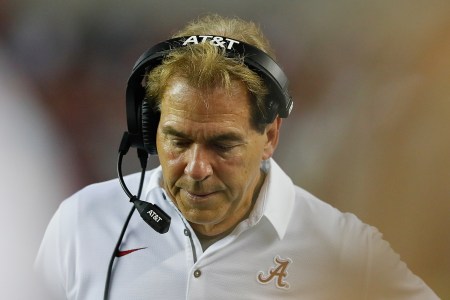 Head coach Nick Saban of the Alabama Crimson Tide looks on from the sidelines against the Colorado State Rams at Bryant-Denny Stadium on September 16, 2017 in Tuscaloosa, Alabama.  (Photo by Kevin C. Cox/Getty Images)