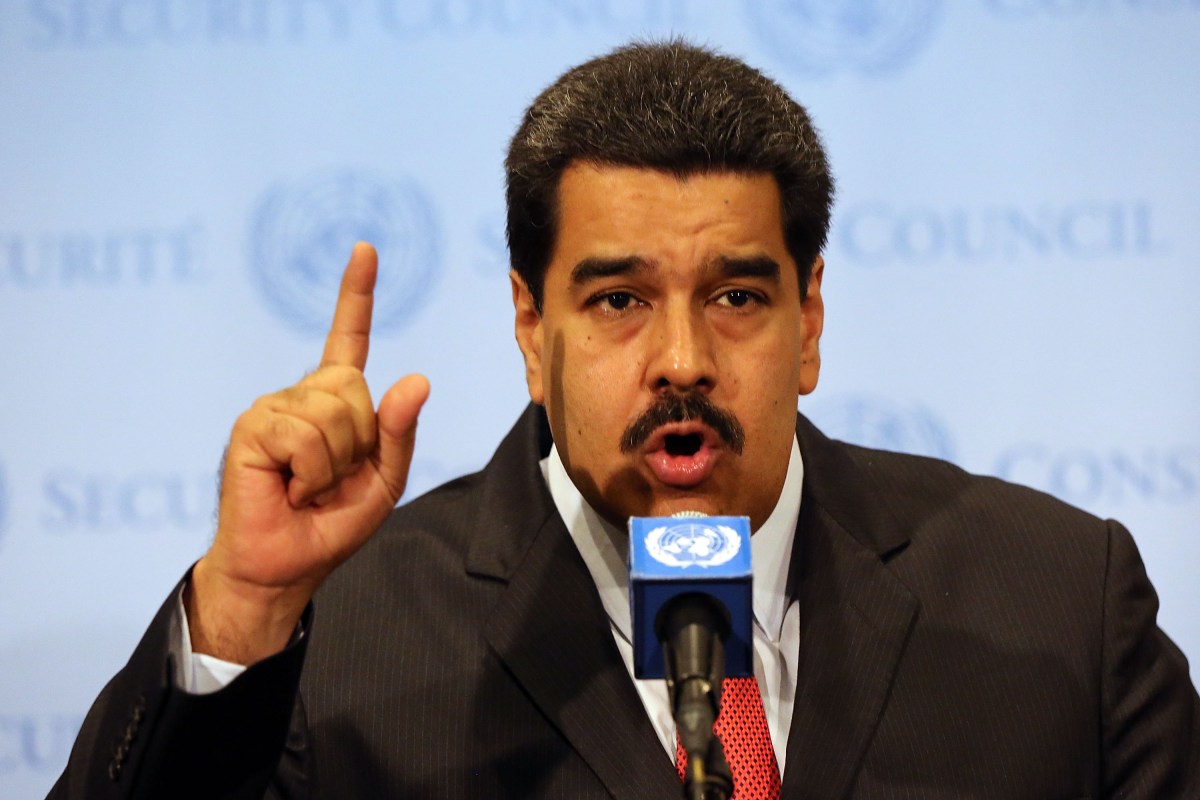 Venezuelan President Nicolas Maduro speaks to the media following a meeting with UN chief Ban Ki-moon at the United Nations (UN) headquarters in New York on July 28, 2015 in New York City. Maduro is in New York to speak with the UN about his country's escalating border dispute with Guyana.  (Spencer Platt/Getty Images)