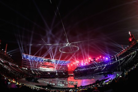 Fireworks erupt as the Olympic Cauldron is lit during the Opening Ceremony of the PyeongChang 2018 Winter Olympic Games at PyeongChang Olympic Stadium on February 9, 2018 in Pyeongchang-gun, South Korea.  (Photo by Amin Mohammad Jamali/Getty Images)
