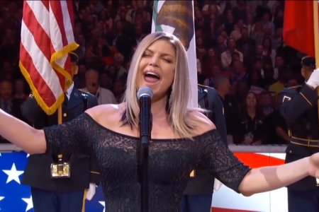 Fergie performing a unique rendition of the National Anthem. (YouTube)