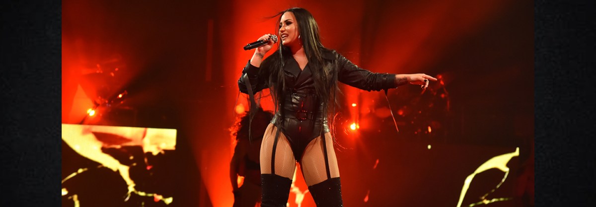 Demi Lovato performs onstage at 'Tell Me You Love Me' World Tour Opener at Viejas Arena at Aztec Bowl San Diego State University on February 26, 2018 in San Diego, California. (Photo by Kevin Mazur/Getty Images for Philymack )