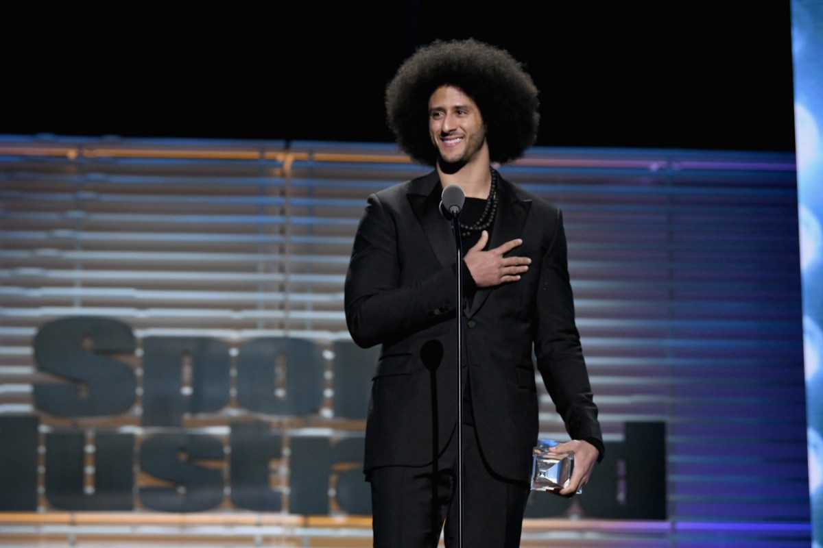 Colin Kaepernick receives the SI Muhammad Ali Legacy Award during SPORTS ILLUSTRATED 2017 Sportsperson of the Year Show on December 5, 2017 at Barclays Center in New York City. (Photo by Slaven Vlasic/Getty Images for Sports Illustrated)