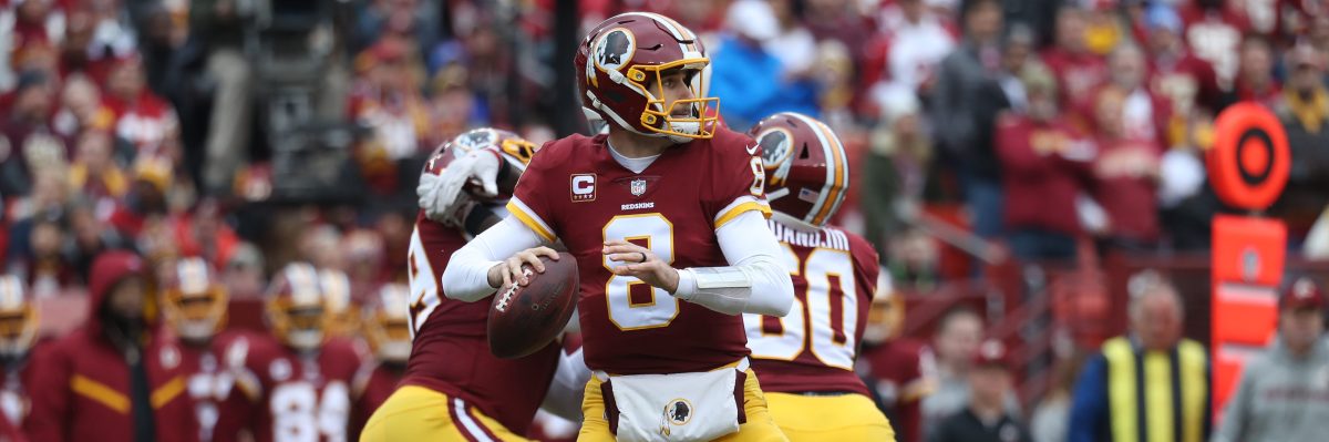 Ex-Redskins quarterback Kirk Cousins  looks to pass in the second quarter against the Arizona Cardinals at FedEx Field on December 17, 2017. (Photo by Rob Carr/Getty Images)