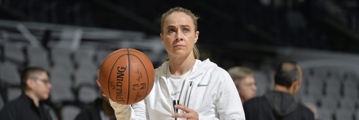 Becky Hammon of the San Antonio Spurs looks on before the game against the LA Clippers on December 18, 2017. (Photos by Mark Sobhani/NBAE via Getty Images)