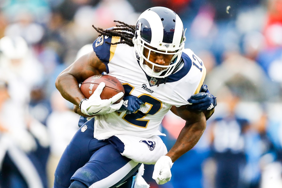 Wide Receiver Sammy Watkins #12 of the Los Angeles Rams carries the ball against the Tennessee Titians at Nissan Stadium on December 24, 2017. (Photo by Wesley Hitt/Getty Images)