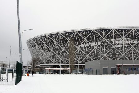 A scoreboard at VGAFK, a stadium of Volgograd State Academy of Physical Culture, which is to host training sessions ahead of 2018 FIFA World Cup matches. (Dmitry RogulinTASS via Getty Images)