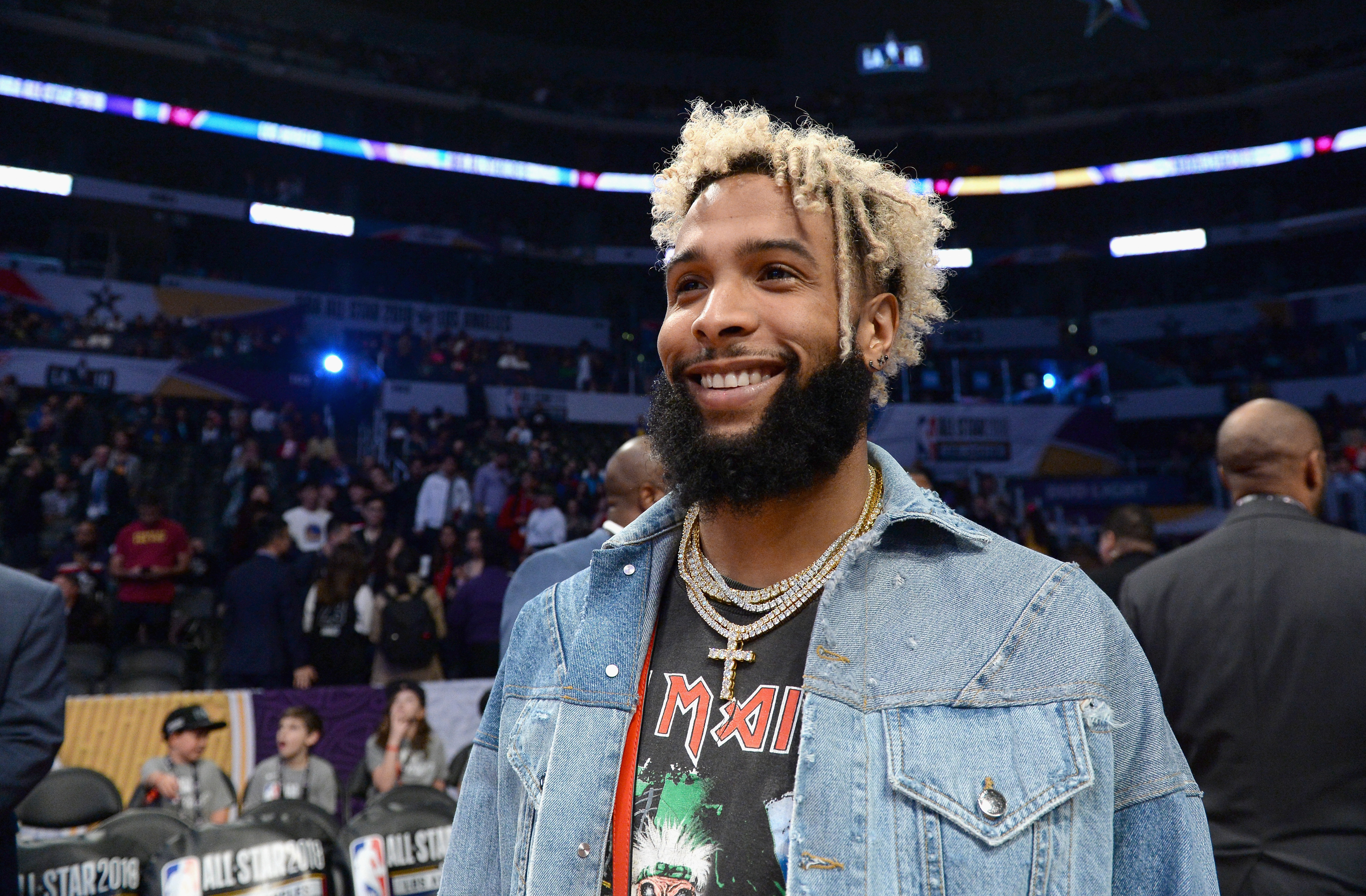 Odell Beckham Jr. attends the NBA All-Star Game 2018 at Staples Center on F...