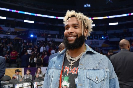 Odell Beckham Jr. attends the NBA All-Star Game 2018 at Staples Center on February 18, 2018 in Los Angeles, California.  (Photo by Kevork Djansezian/Getty Images)