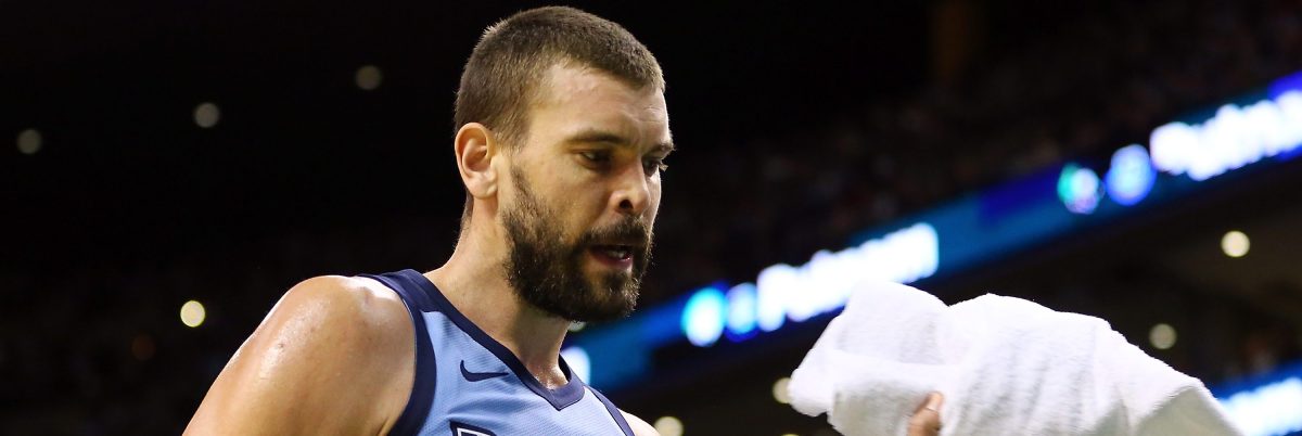 Marc Gasol #33 of the Memphis Grizzlies reacts as he returns to the bench during a game against the Boston Celtics. The Grizzlies currently have the worst record in the NBA. (Photo by Adam Glanzman/Getty Images)