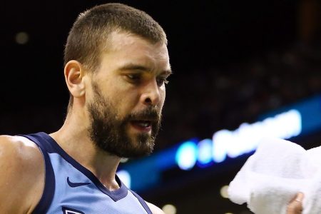 Marc Gasol #33 of the Memphis Grizzlies reacts as he returns to the bench during a game against the Boston Celtics. The Grizzlies currently have the worst record in the NBA. (Photo by Adam Glanzman/Getty Images)