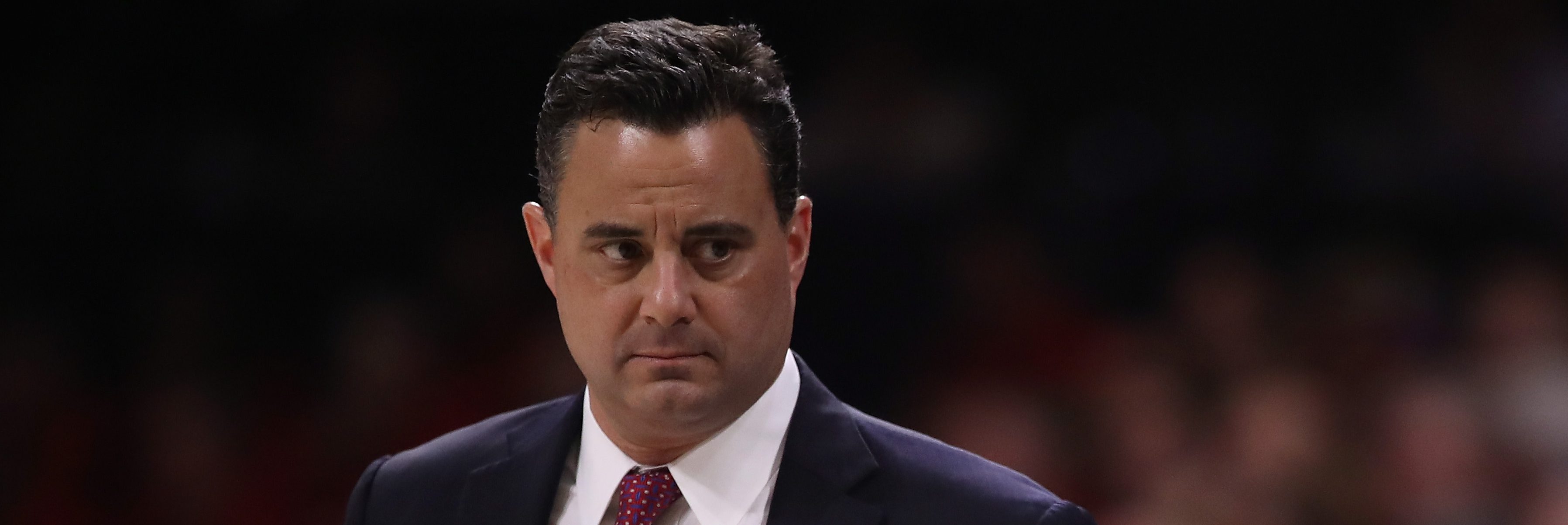 Head coach Sean Miller of the Arizona Wildcats reacts during the second half of a college basketball game against the California Golden Bears (Photo by Christian Petersen/Getty Images)