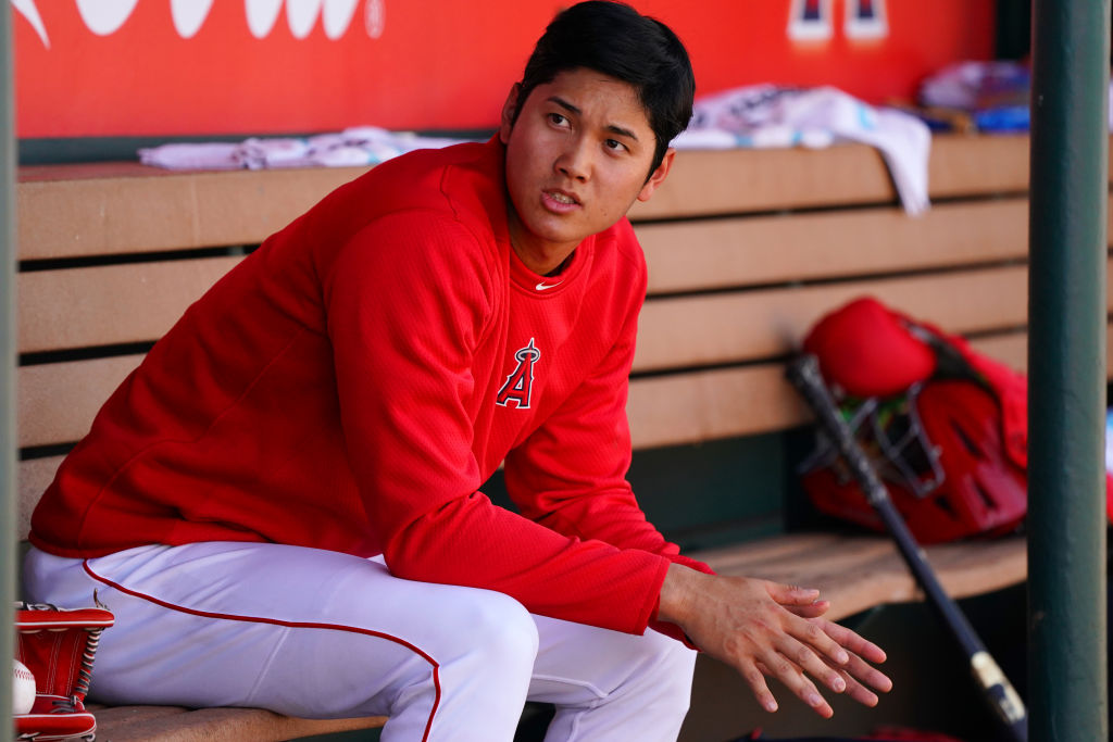 Shohei Ohtani of Los Angeles Angels is seen during the practice game against the Tijuana Toros of the Mexican League on March 9, 2018 in Tempe, Arizona. (Photo by Masterpress/Getty Images)