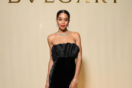 Laura Harrier attends Bvlgari Cocktail Party At Baselworld 2018 on March 21, 2018 in Basel, Switzerland.  (Photo by Venturelli/Getty Images for Bvlgari)