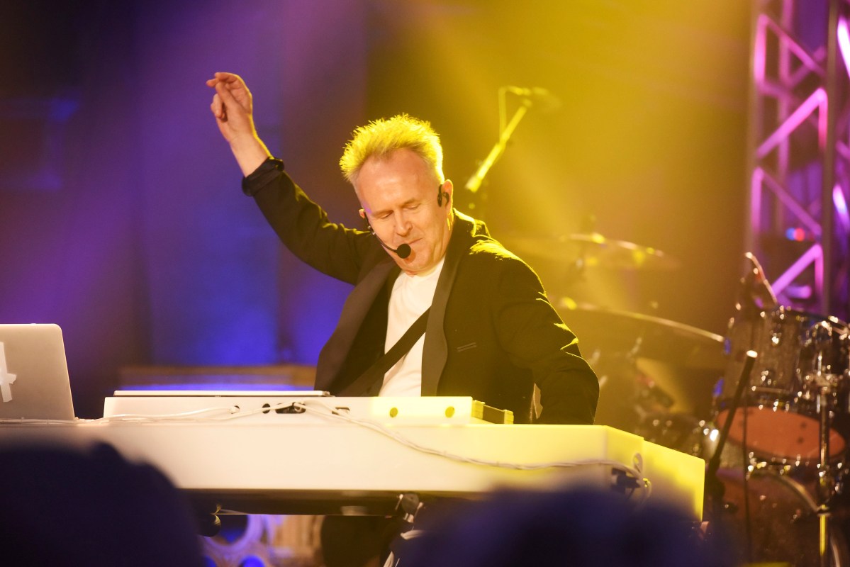 Howard Jones performs during Gary Barlow's live showcase of "Fly" an album of songs inspired by the new film "Eddie the Eagle" at One Mayfair on March 18, 2016 in London, England.  (Dave J Hogan/Dave J Hogan/Getty Images)