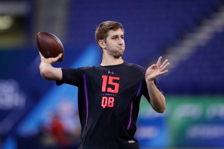 UCLA quarterback Josh Rosen throws during the NFL Combine at Lucas Oil Stadium on March 3, 2018 in Indianapolis, Indiana. (Photo by Joe Robbins/Getty Images)