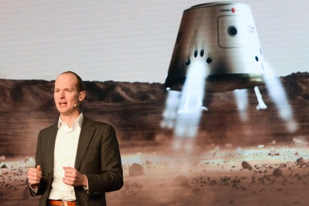 Mars One Project co-chairman Bas Lansdorp speaks at a presentational event titled "Hyper Ideas. New Types of Megaprojects" as part of the 2016 Open Innovations Forum at the Skolkovo Technopark. Nikolai Galkin/TASS (Photo by Nikolai GalkinTASS via Getty Images)