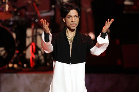 Musician Prince is seen on stage at the 36th NAACP Image Awards at the Dorothy Chandler Pavilion on March 19, 2005 in Los Angeles, California. Prince was honored with the Vanguard Award.  (Photo by Kevin Winter/Getty Images)